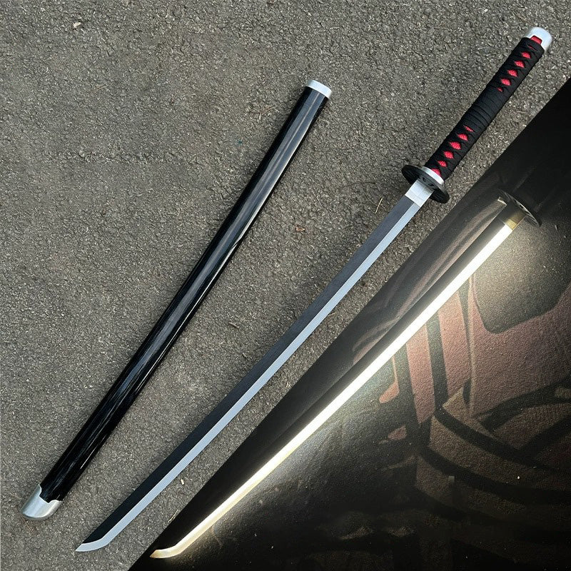 Tanjiro Black - White LED Katana- Wooden (no sharp edge) Life-sized - 104 cm #005