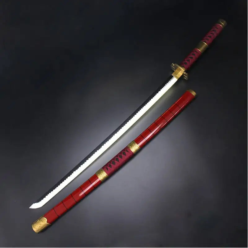 Zoro Red - White LED Katana - One Piece - Wooden (no sharp edge) Life-sized - 104 cm #019