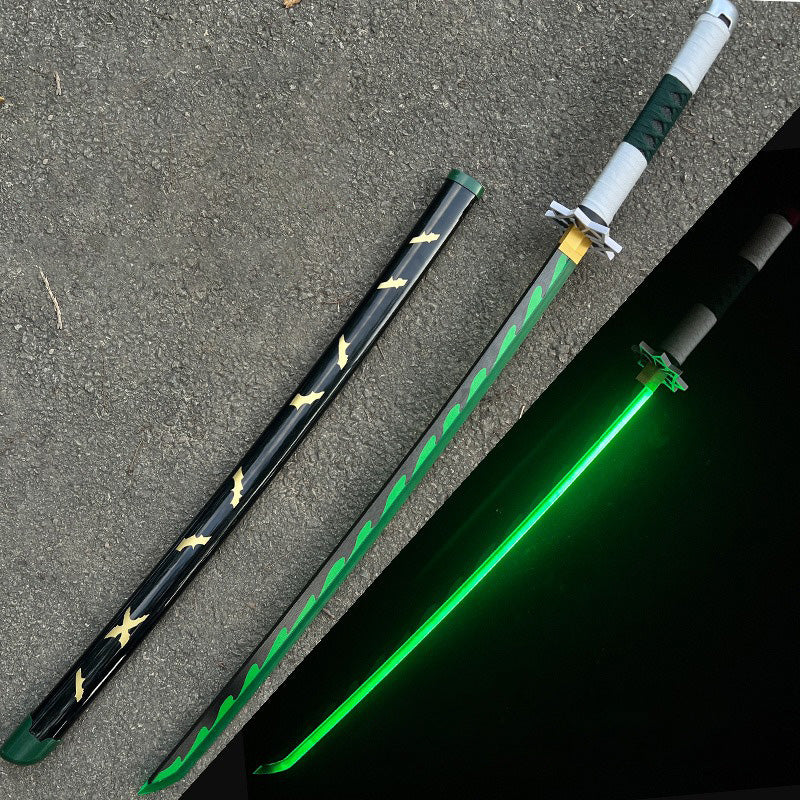 Sanemi Black - Green LED Katana - Demon Slayer - Wooden (no sharp edge) Life-sized - 104 cm #023