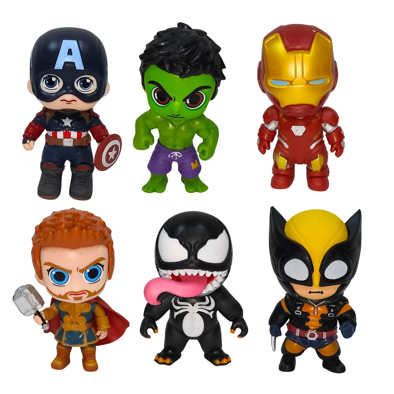 Superheroes Chibi Action Figures Set of 6 (8 cm)
