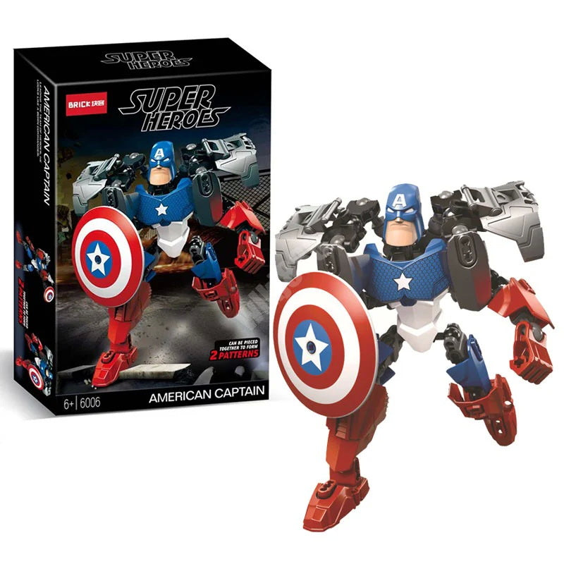 Bricks Superheroes Fusion Moveable Building Blocks (with instruction Manual) - Captain America Inspired