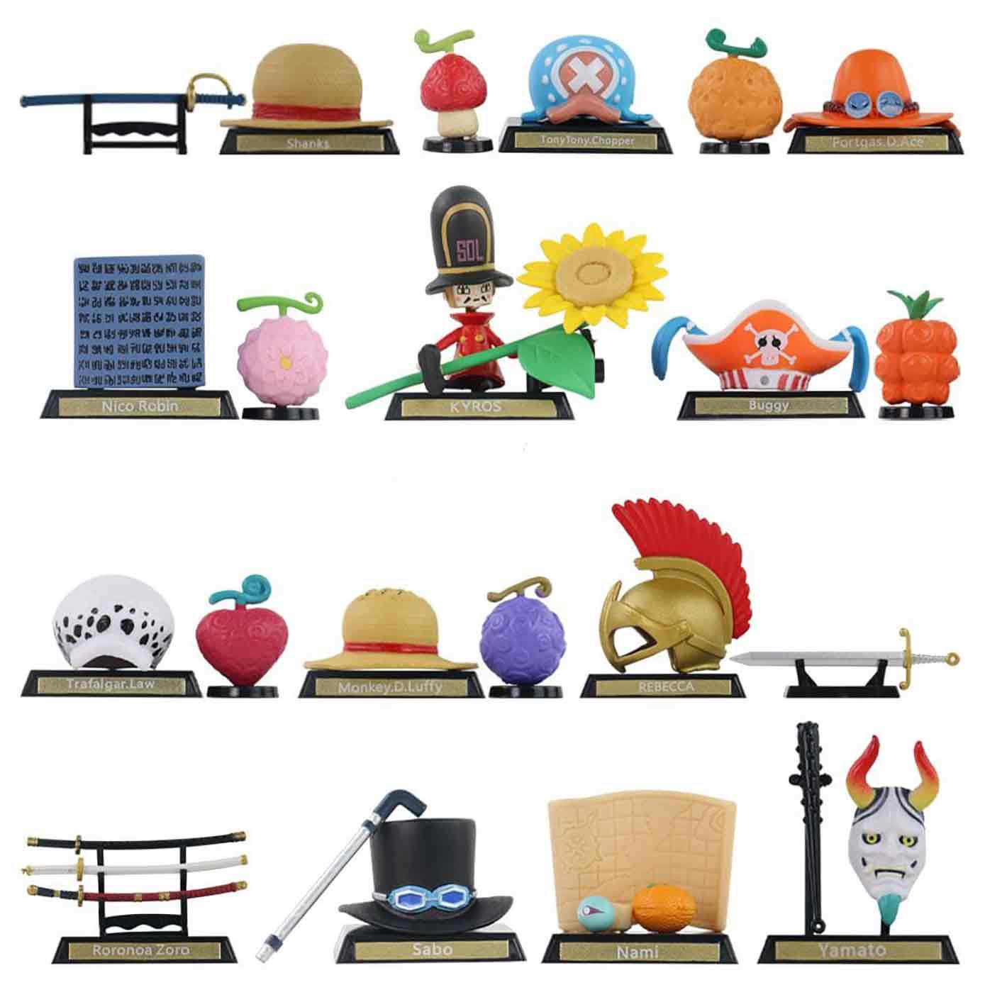 Weapons, Hats & Devil Fruit Collection - 21 Props of 13 Characters | One Piece