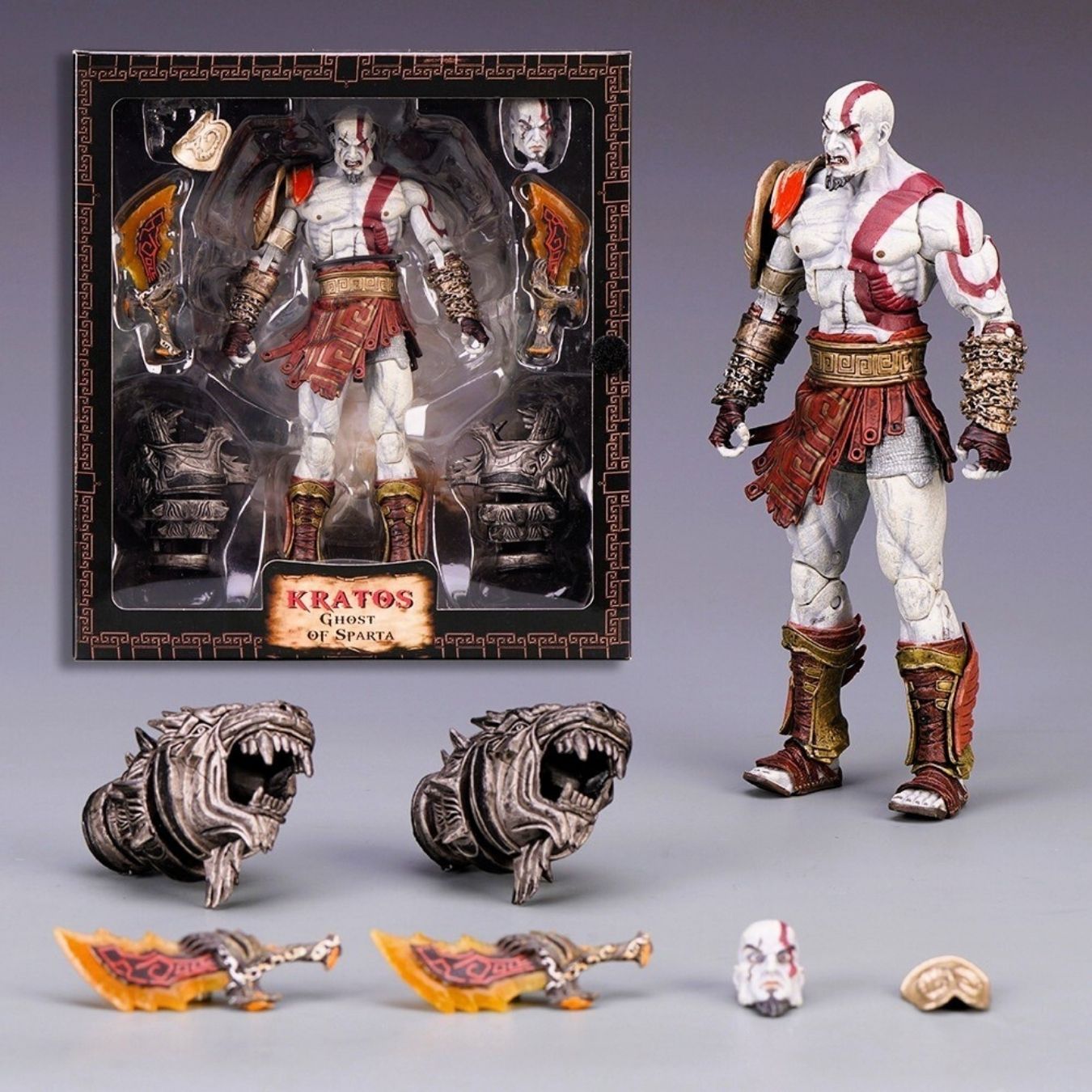 Kratos - Ghost of Sparta (20 cm) | Poseable Figure with replaceable accessories | Brand - Neca