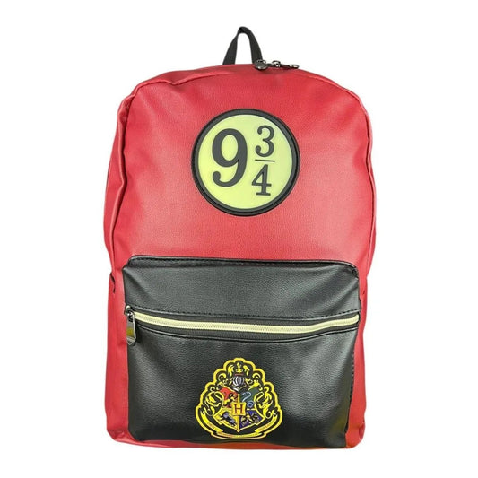 Hogwarts Crest Faux-Leather Unisex Backpack (40*30*12 cm) with laptop compartment & bottle holder | Harry Potter