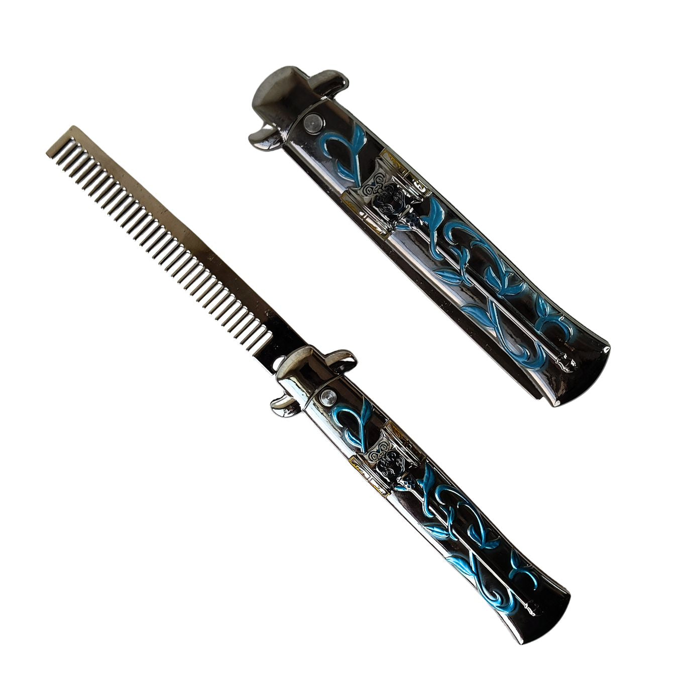 foldable snap open comb 13 cm owl silver