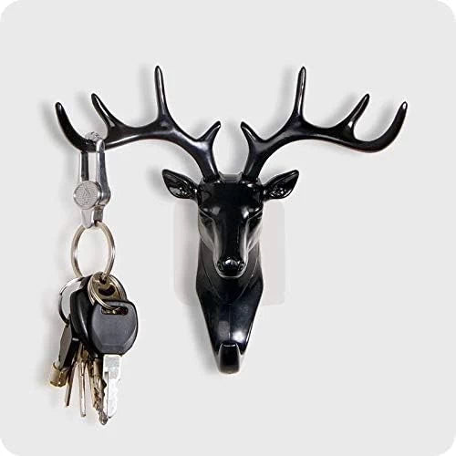 Deer Head Self Adhesive Wall/ Door Hanger for Keys, Bags & Jewelry (Pack of 2)