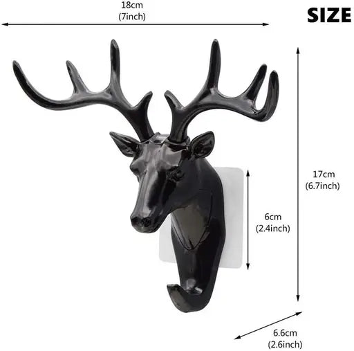 Deer Head Self Adhesive Wall/ Door Hanger for Keys, Bags & Jewelry (Pack of 2)