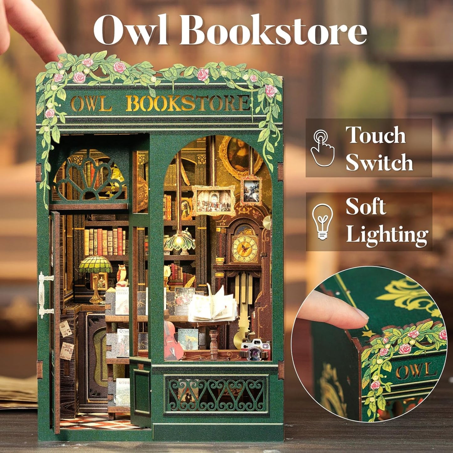 Owl Bookstore -  beautifully detailed DIY Kit (with lights)