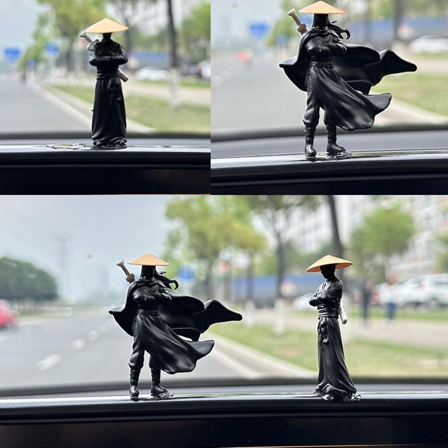 3 mini samurai swordsmen - screen-top, car dashboard decor