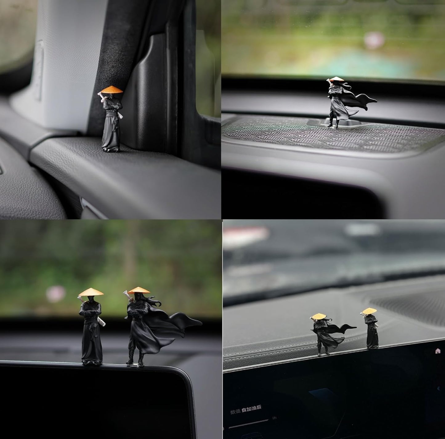 3 mini samurai swordsmen - screen-top, car dashboard decor