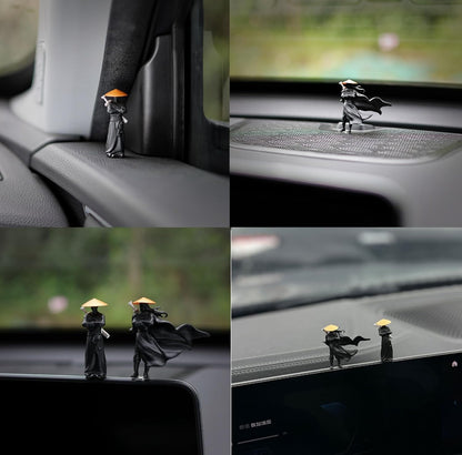 3 mini samurai swordsmen - screen-top, car dashboard decor