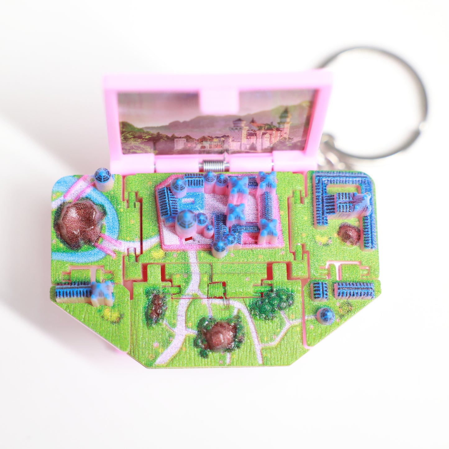 Pink Castle - 3D Pop-open book- Keychain