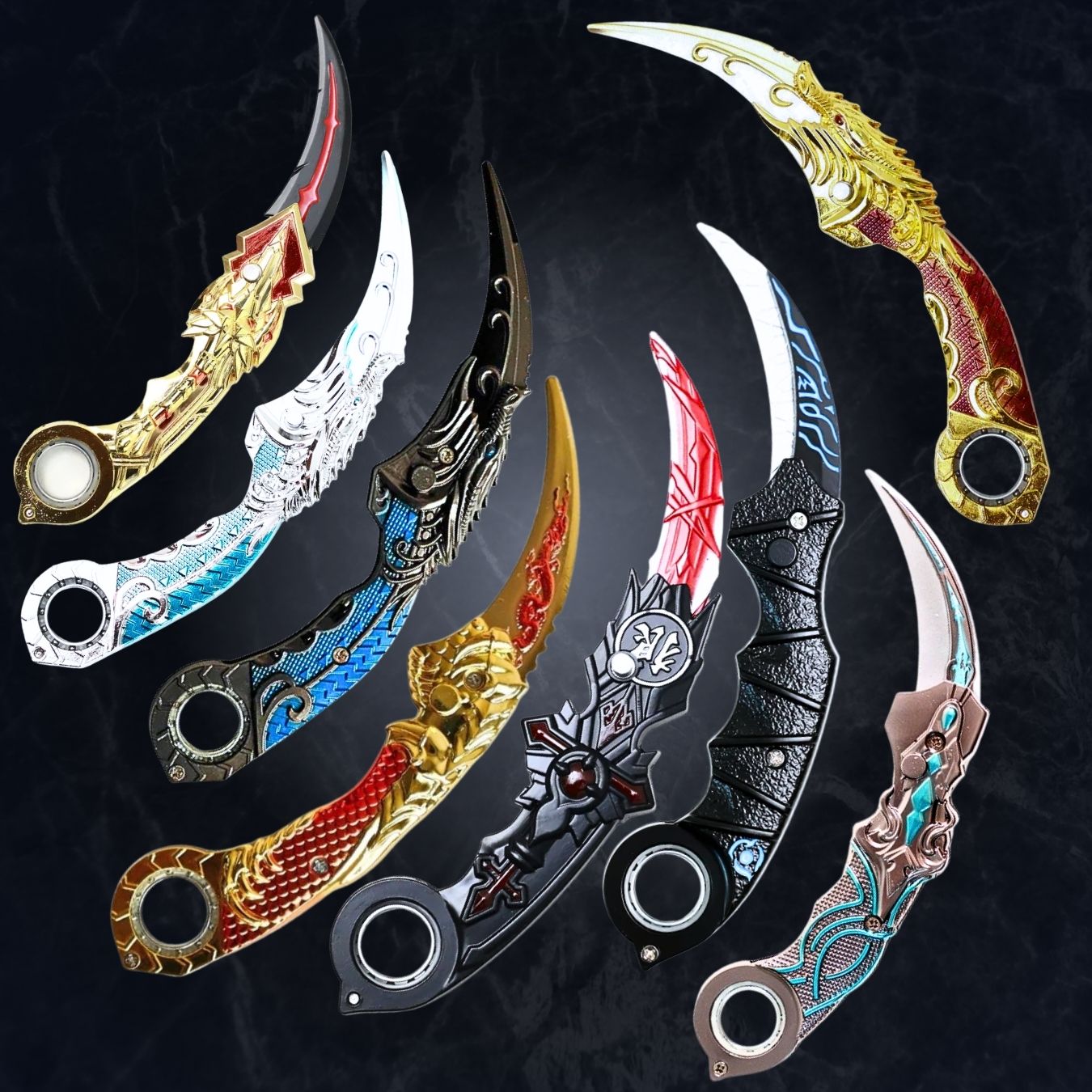 Foldable Karambit with Finger Spinner - not sharp (15 cm ) (select variant)