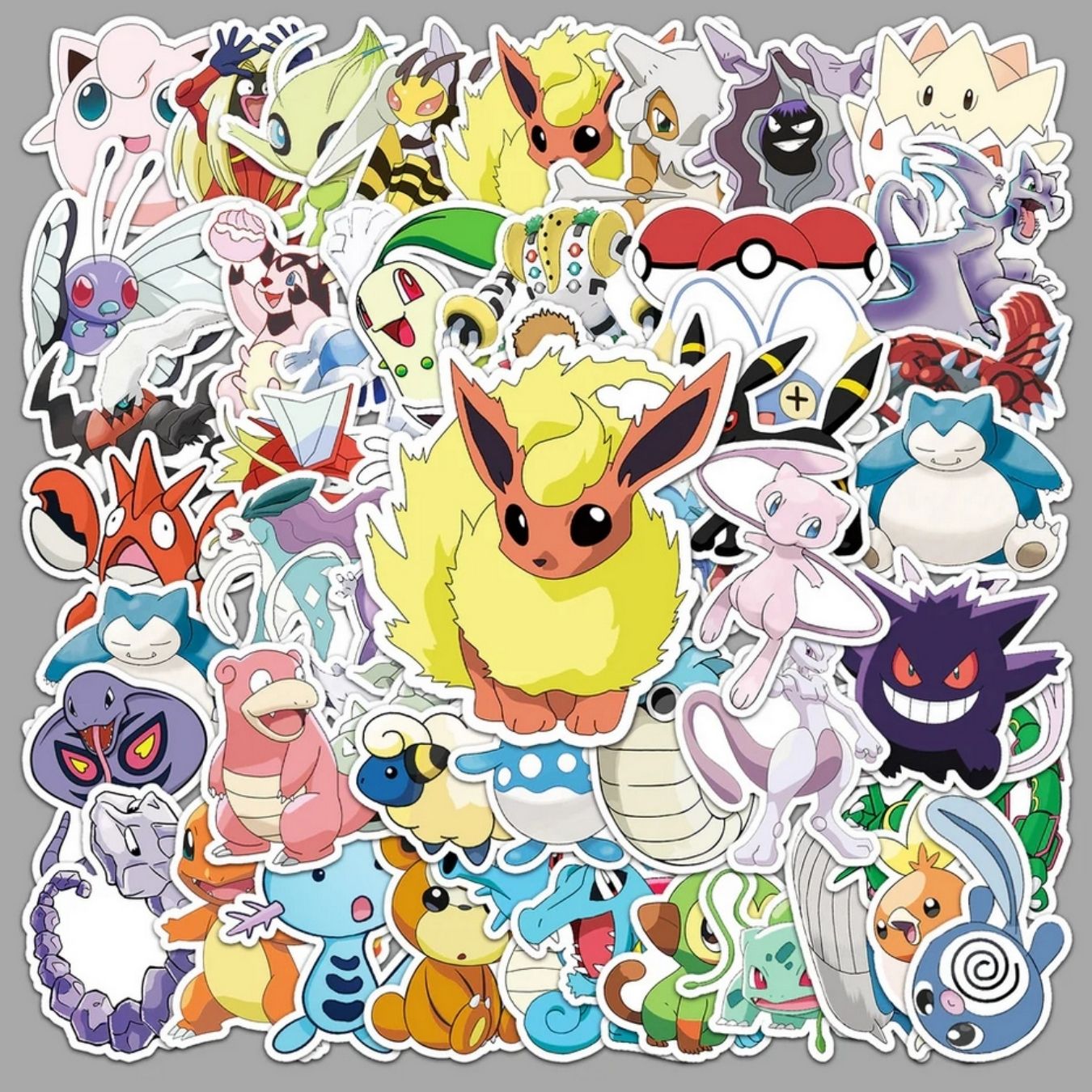 Pokemon Sticker Set - 50 Unique Stickers