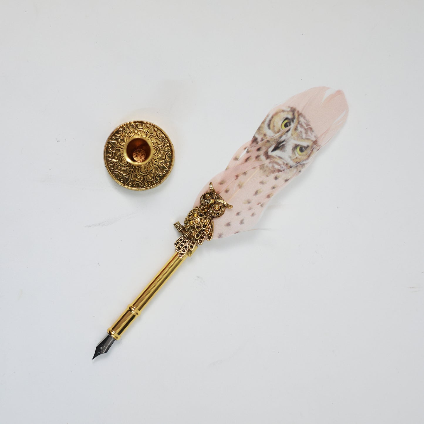 Harry Potter Owl Feather Pen with Stand, Ink & 5 Calligraphy Nibs