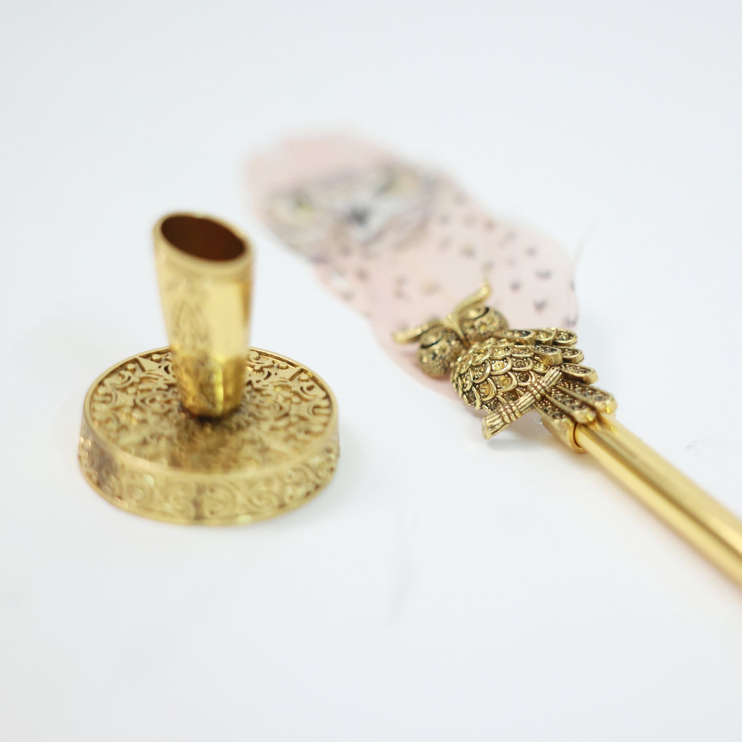 Harry Potter Owl Feather Pen with Stand, Ink & 5 Calligraphy Nibs