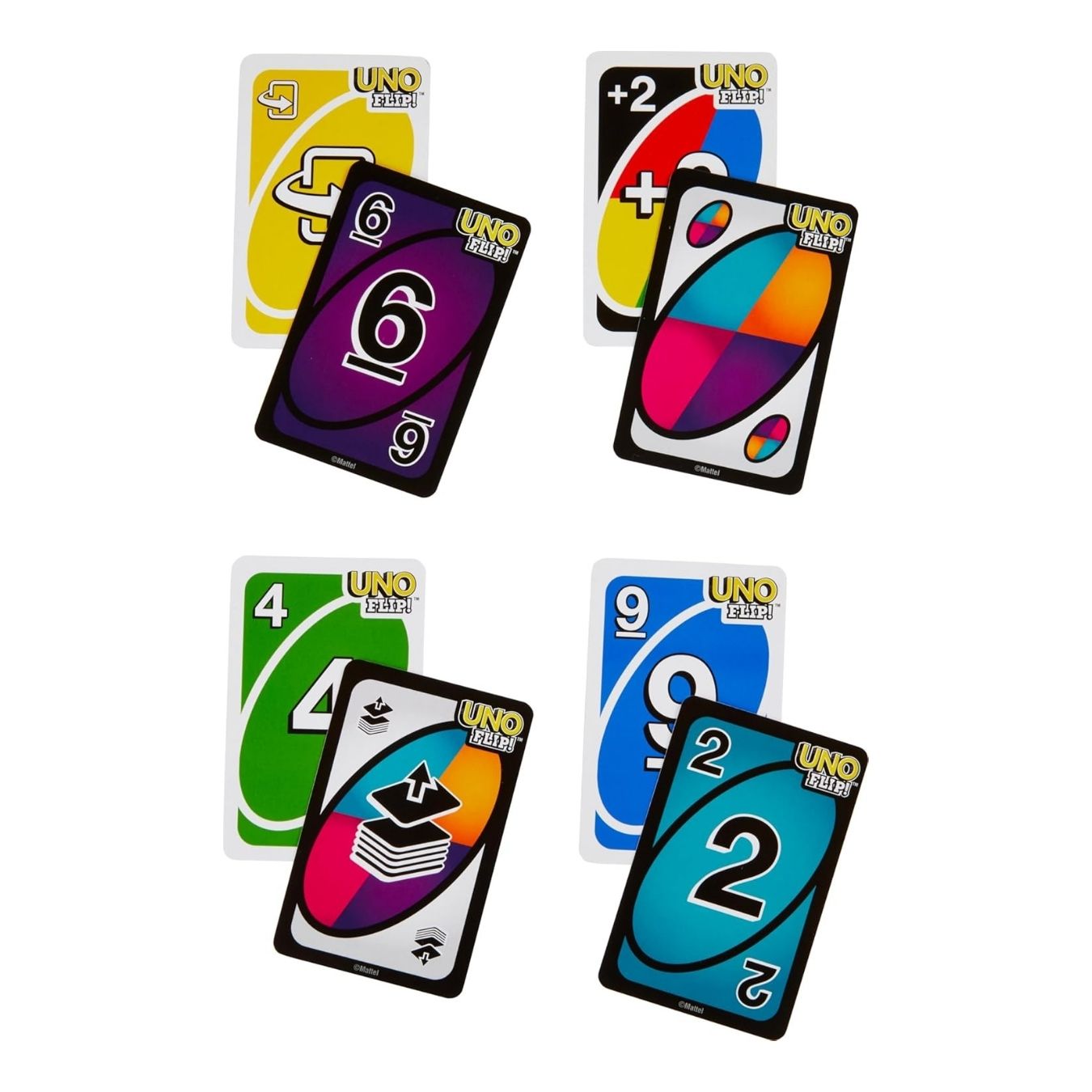 Uno Flip (112 Cards) & Uno DOS (108 Cards) - Playing Card Game (for 7 years & above) - With Instructions