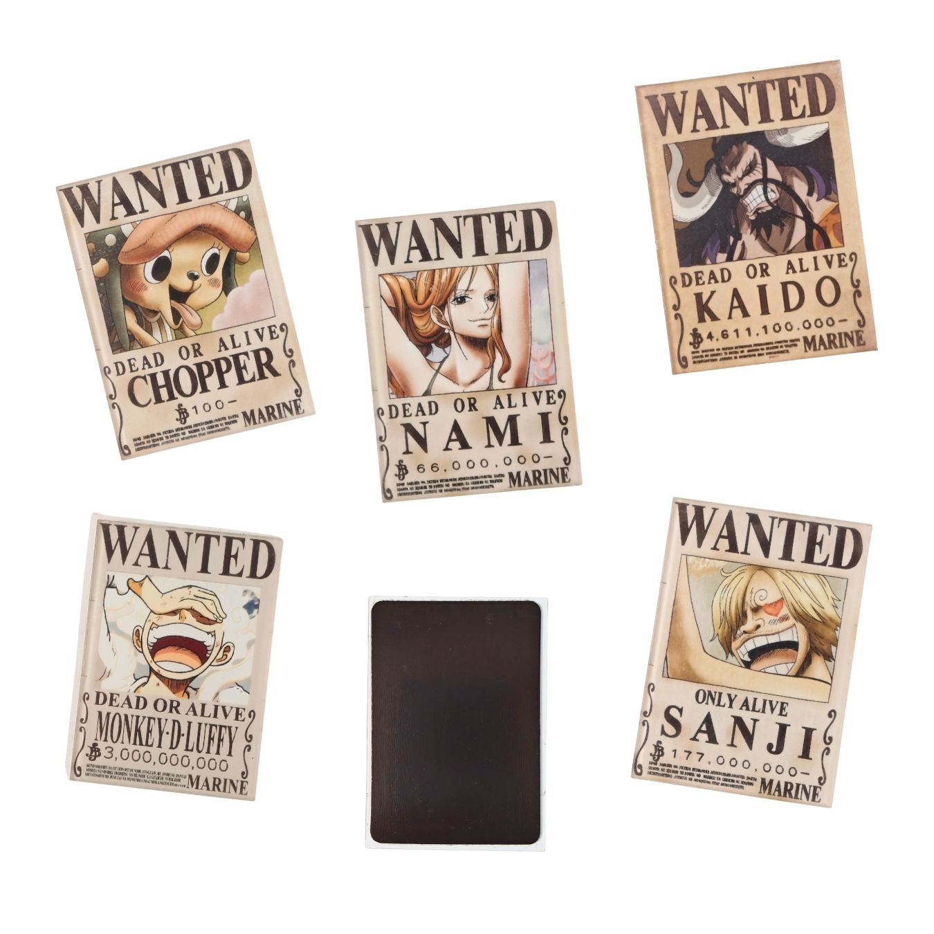 One Piece - Wanted Fridge Magnets (7*5 cm) - Premium Acrylic - Set of 5