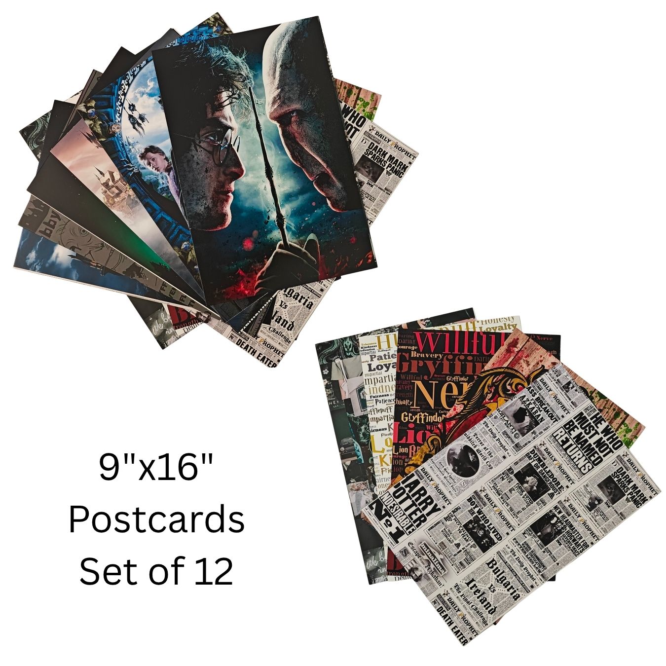 Harry Potter Postcards (9"x16", 300 gsm thick premium card-paper) - Set of 12