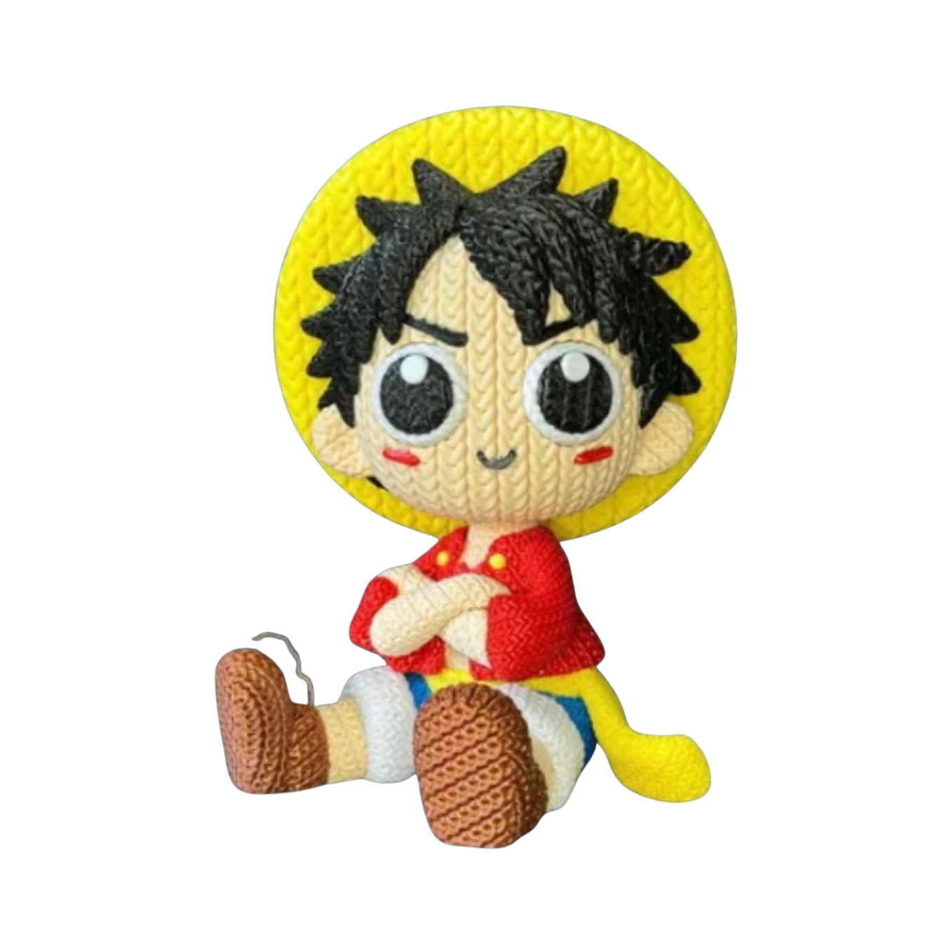 One Piece-Knitted Effect Figures-(select character) (made of PVC, not Yarn) (10 cm) Rotatable Head