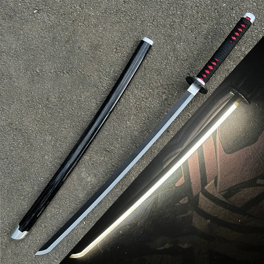 Tanjiro Black Katana Replica  (No Sharp Edges)  - White LED #005