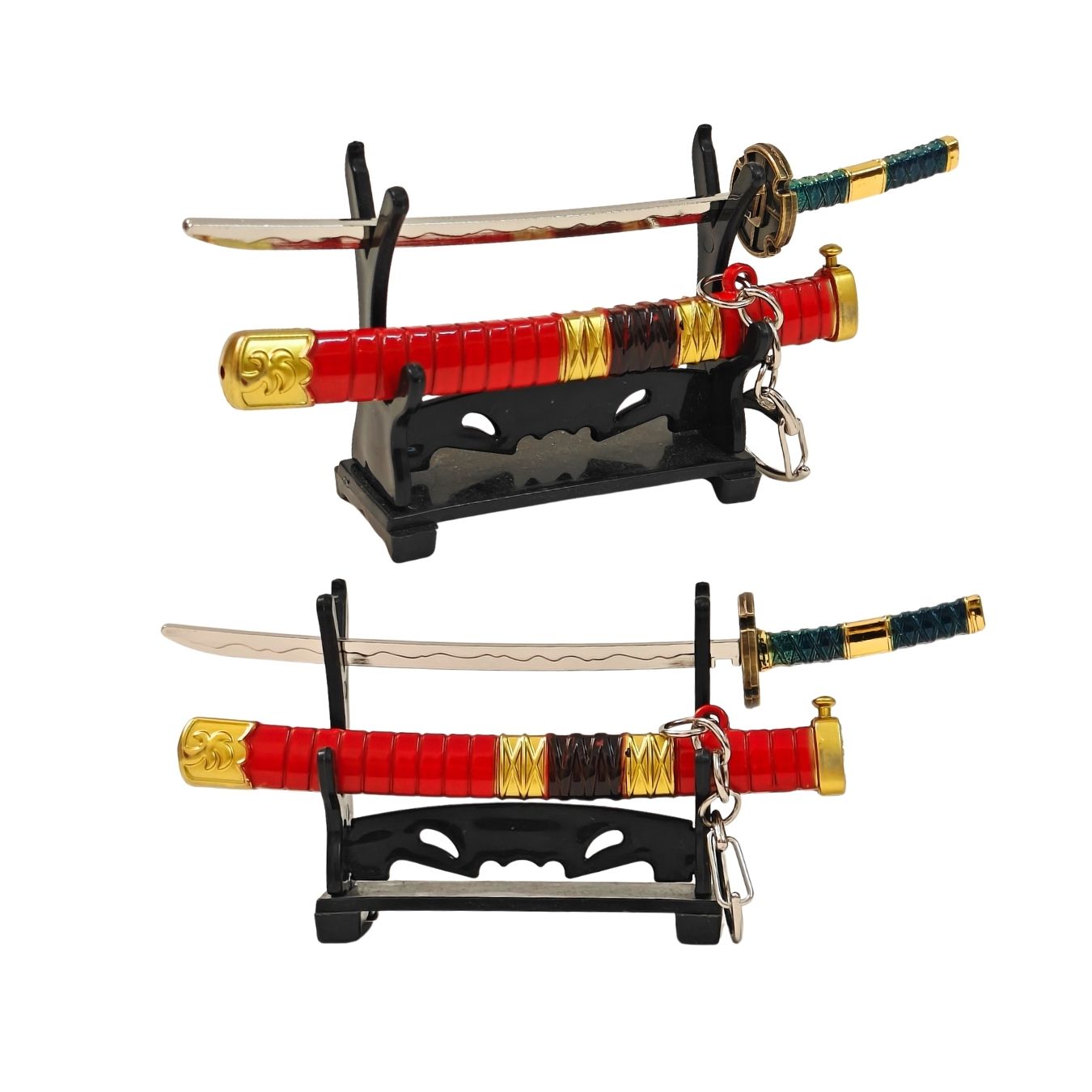 Mini Metal Katana Keychain (not sharp, 15 cm) | Button open (katana stand not included)