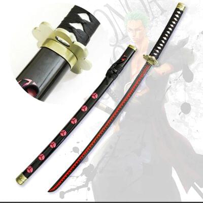 Zoro Black Red Katana - One Piece - Wooden (no sharp edge) Life-sized - 104 cm #014