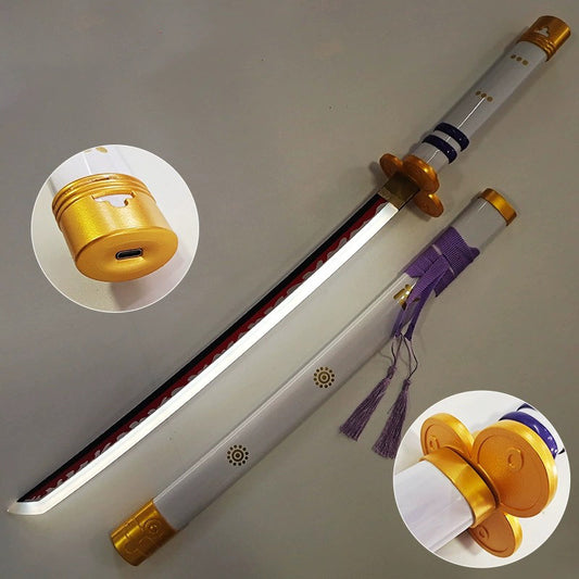 Zoro White - White LED Katana - One Piece - Wooden (no sharp edge) Life-sized - 104 cm #017