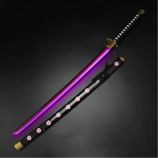 Zoro Black -Purple LED Katana - One Piece - Wooden (no sharp edge) Life-sized - 104 cm #020