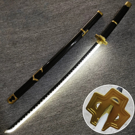 Zoro Black -White LED Katana - One Piece - Wooden (no sharp edge) Life-sized - 104 cm 3025