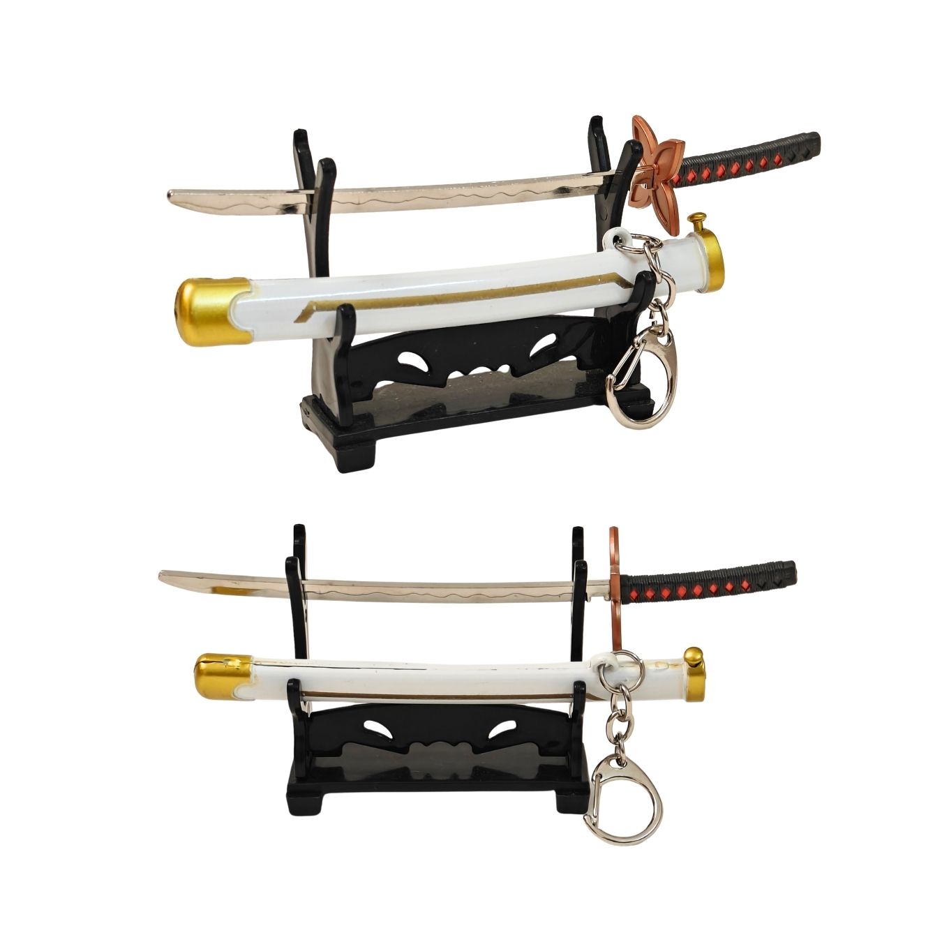 Mini Metal Katana Keychain (not sharp, 15 cm) | Button open (katana stand not included)