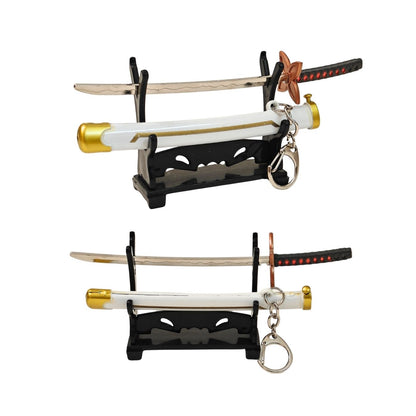 Mini Metal Katana Keychain (not sharp, 15 cm) | Button open (katana stand not included)