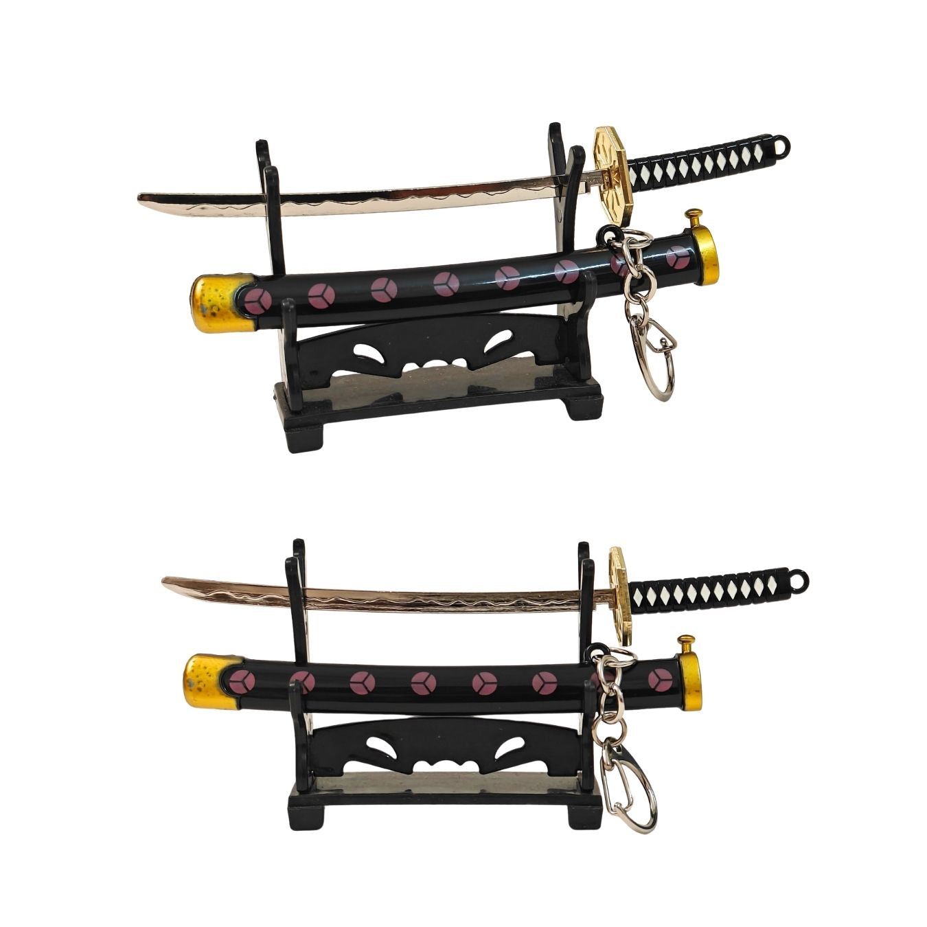 Mini Metal Katana Keychain (not sharp, 15 cm) | Button open (katana stand not included)