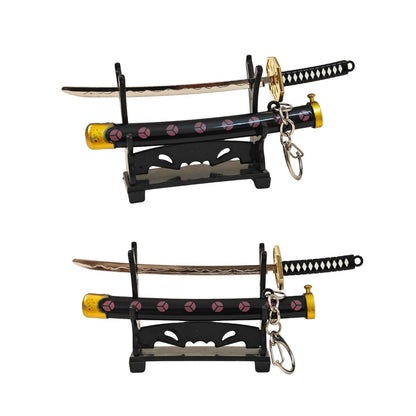 Mini Metal Katana Keychain (not sharp, 15 cm) | Button open (katana stand not included)