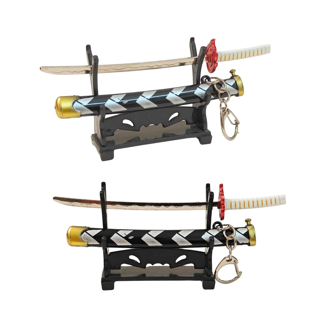 Mini Metal Katana Keychain (not sharp, 15 cm) | Button open (katana stand not included)