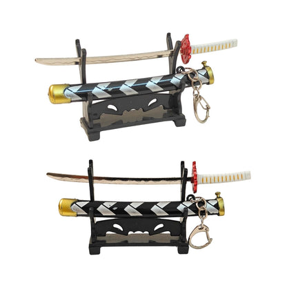 Mini Metal Katana Keychain (not sharp, 15 cm) | Button open (katana stand not included)