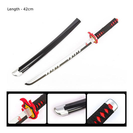 Tanjiro Flame Black PVC Plastic Blade Katana 42cm (with stand)