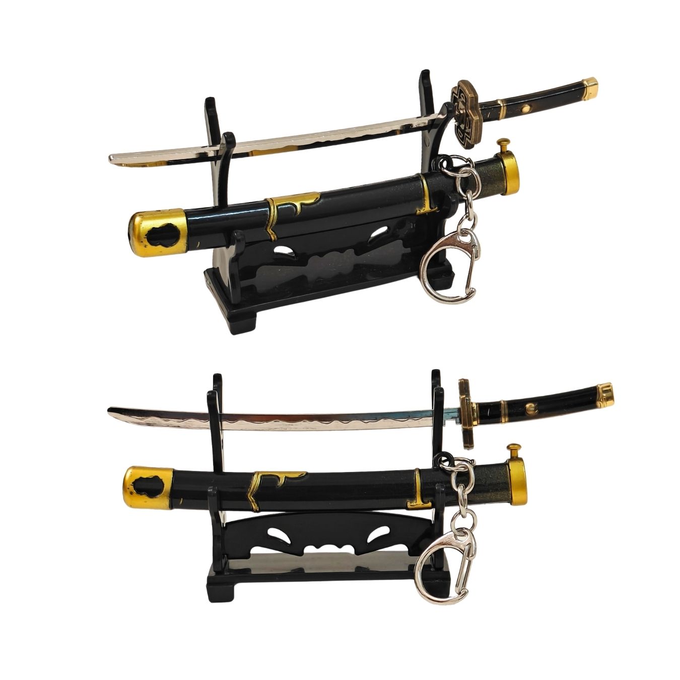 Mini Metal Katana Keychain (not sharp, 15 cm) | Button open (katana stand not included)