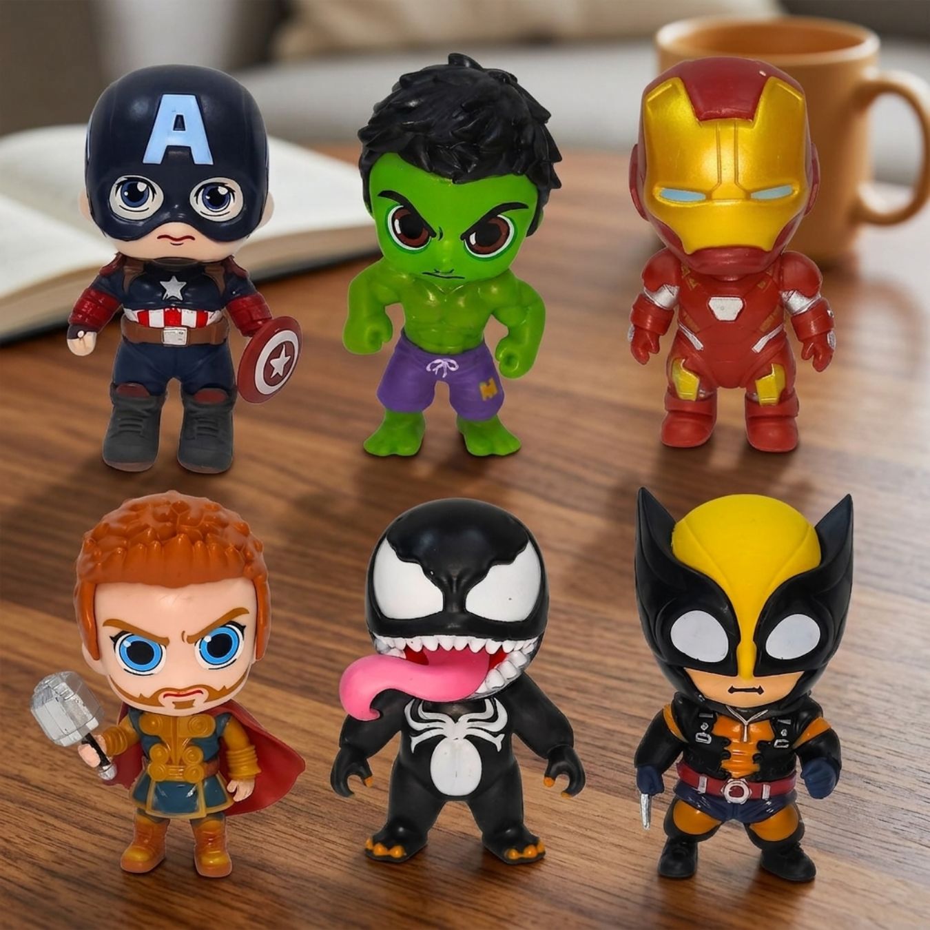 Superheroes Chibi Action Figures Set of 6 (8 cm)