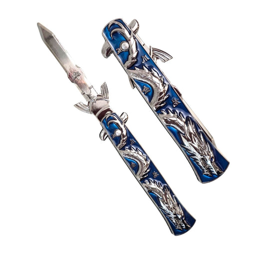 Silver Dragon | Foldable Metal Anime Knife (23 cm) - Snap-open (not sharp)