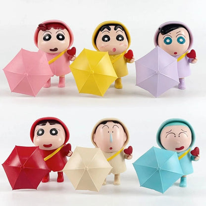 Crayon Shinchan with Umbrella Set of 6 (5 x 9 cm)