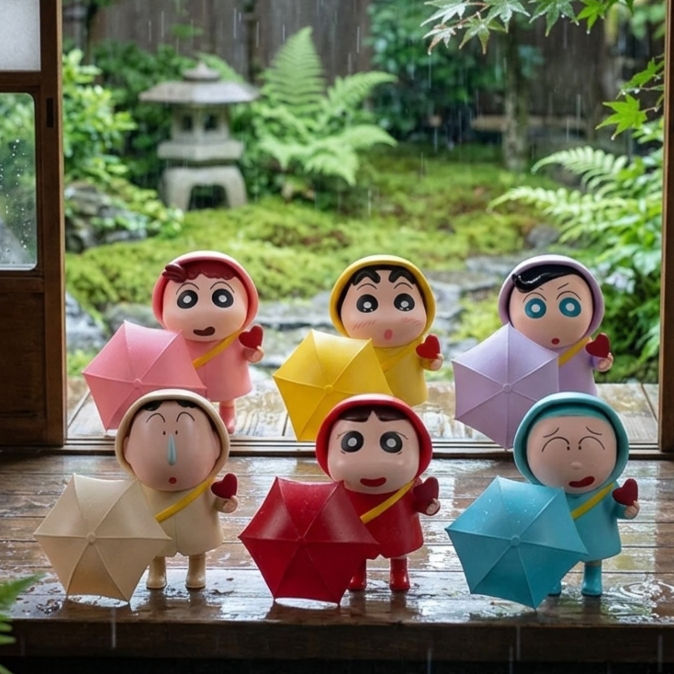 Crayon Shinchan with Umbrella Set of 6 (5 x 9 cm)