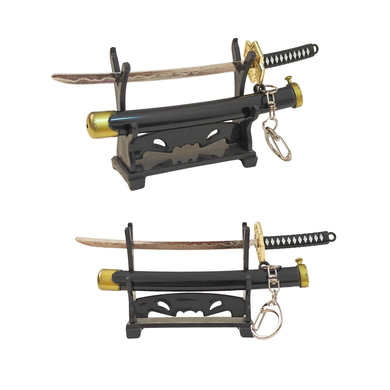 Mini Metal Katana Keychain (not sharp, 15 cm) | Button open (katana stand not included)