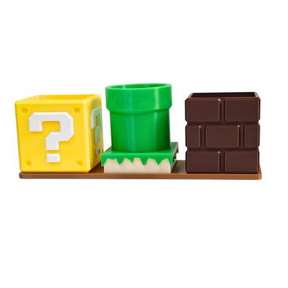 Super Mario Obstacles | 3-in-1 Stationery Stand Set with Base Tray ( 23*7*9 cm)