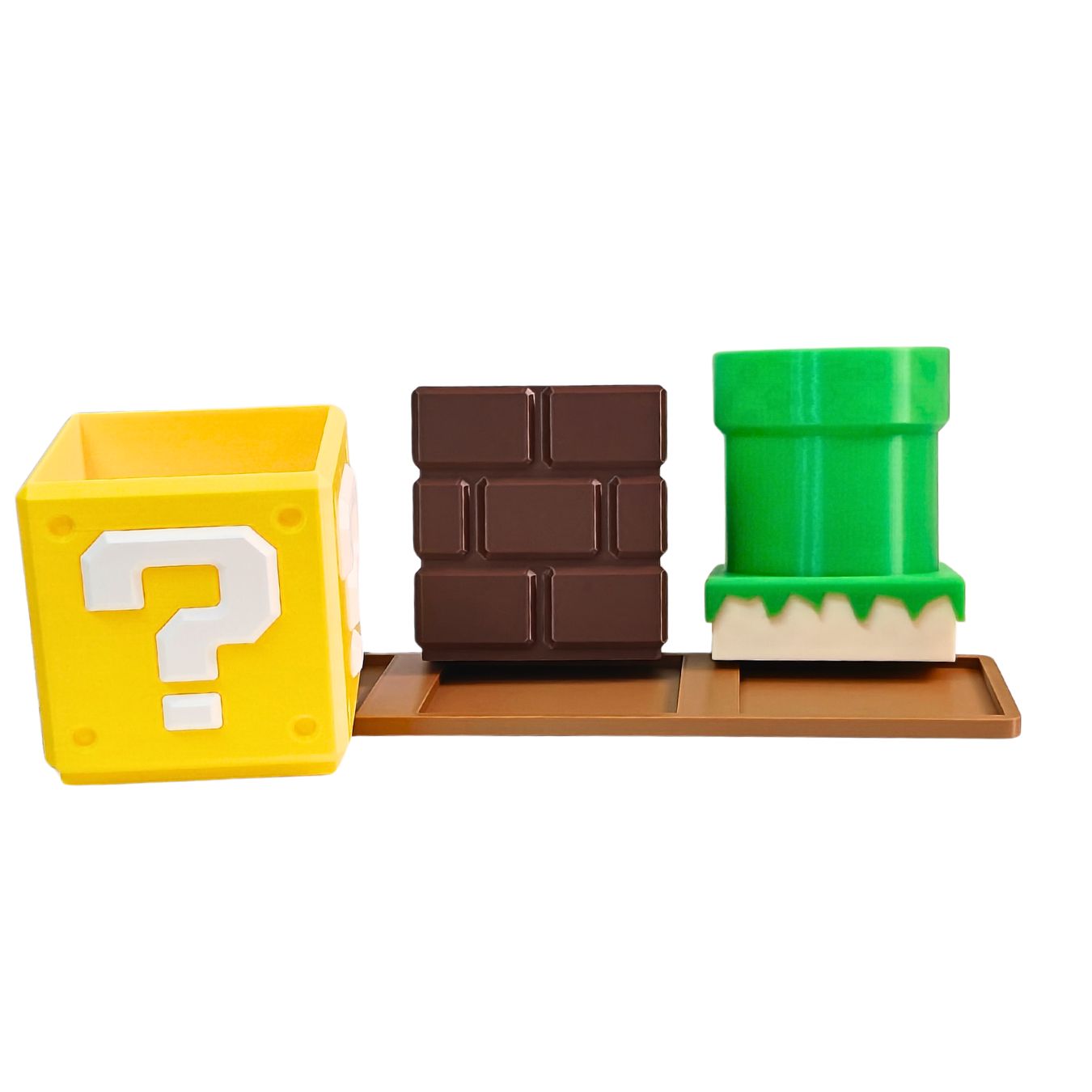 Super Mario Obstacles | 3-in-1 Stationery Stand Set with Base Tray ( 23*7*9 cm)