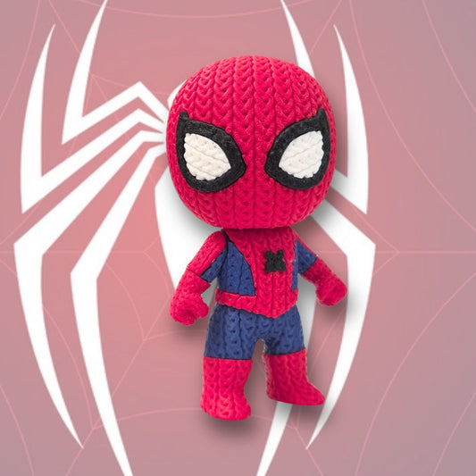 Spiderman - Knitted Effect Figure - (made of PVC, not Yarn) (10 cm) Rotatable Head (Copy)