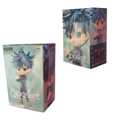 Two boxed Qposket collectible figure packages shown on a plain white background, with anime character artwork printed on the front and side panels.