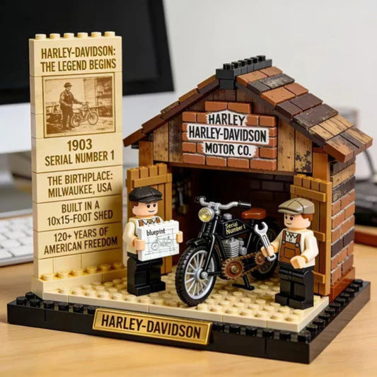1903 Vintage Harley Davidson Workshop Building Block Set