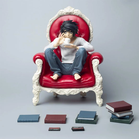 L on sofa with tea cup - Death Note