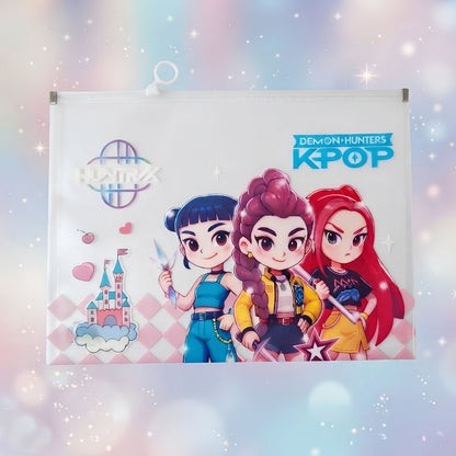 K-Pop Demon Hunter Theme Transparent A4 (33 x 24 cm) Size Stationery Pouch (select variant)